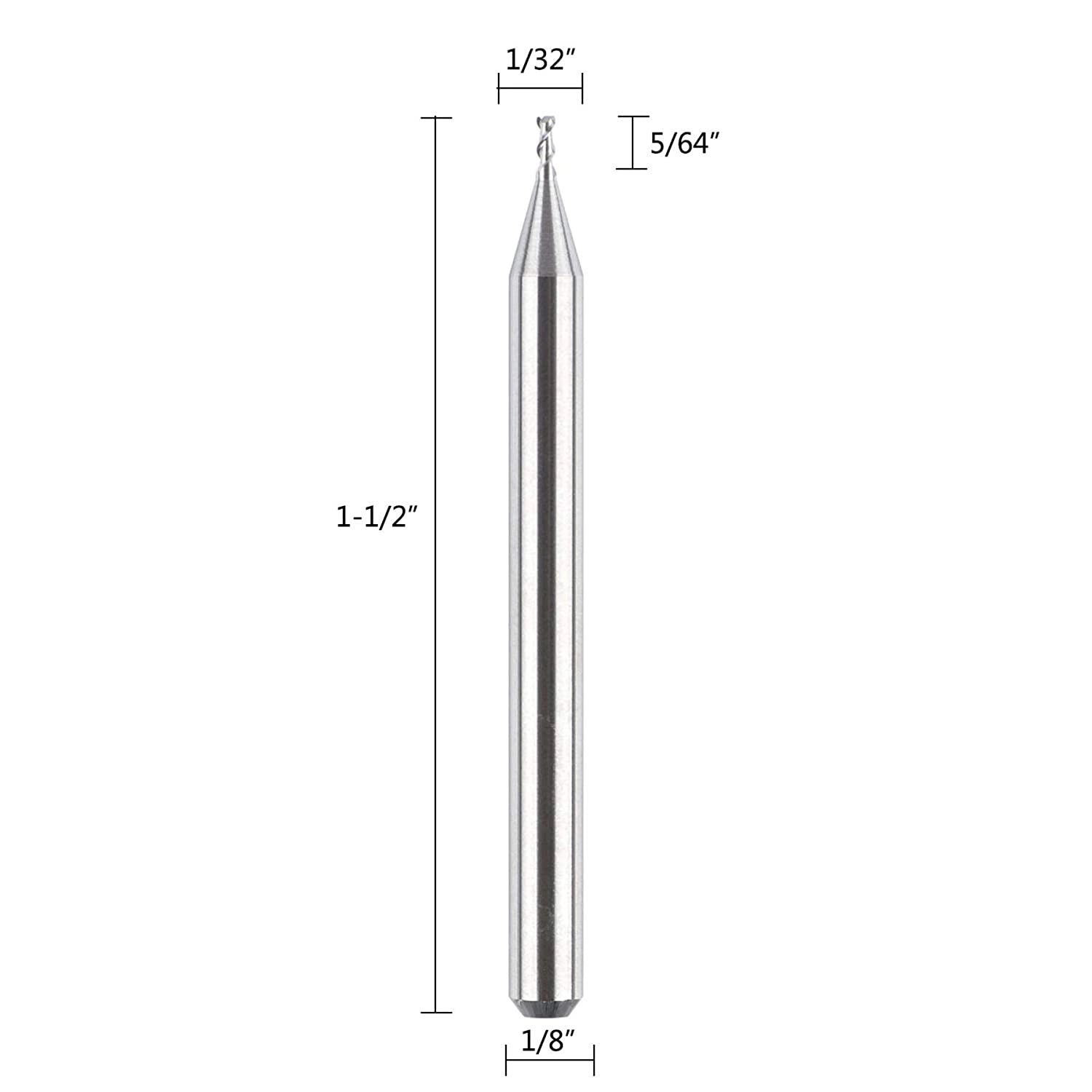 SpeTool 2 Flute 1/32 Dia 1/8 inch Shank Aluminum End Mill CNC Bits