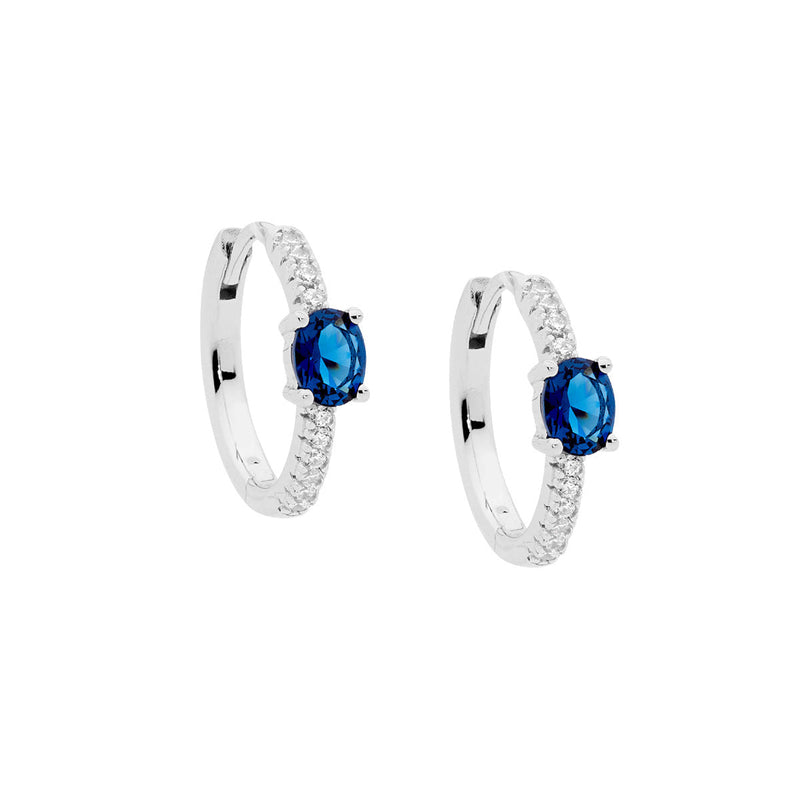 Sterling silver london blue cubic zirconia hoop earrings 
