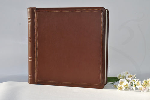 Genuine Leather Floral Embossed 3-Ring Binder Photo Album