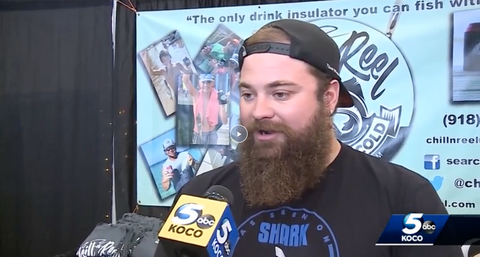 Screenshot from KOCO News - interview with Tyler from Chill-N-Reel