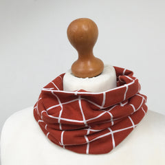 Cosy Organic Cowl Scarf in Rust Check