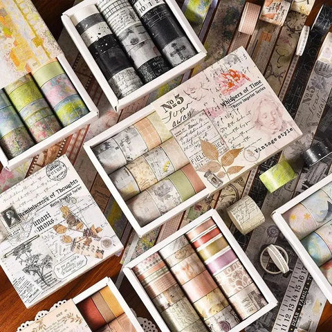 Time Thoughts Washi Tape Set - 20 Rolls Decorative Masking Tape for Journaling & Scrapbooking - PaperWrld