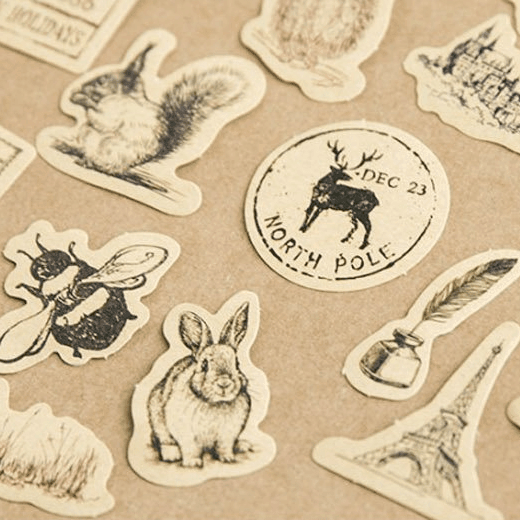 PAPERWRLD - Nature Inspired Vintage Stamp Stickers