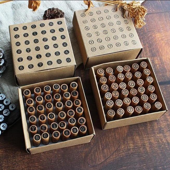 Toptime Letter Stamps, 56pcs Alphabet Stamps with Weeks and Weather, Number  Stamps with Wooden Case, Vintage Symbol Wood Stamps with Ink Pads Rubber