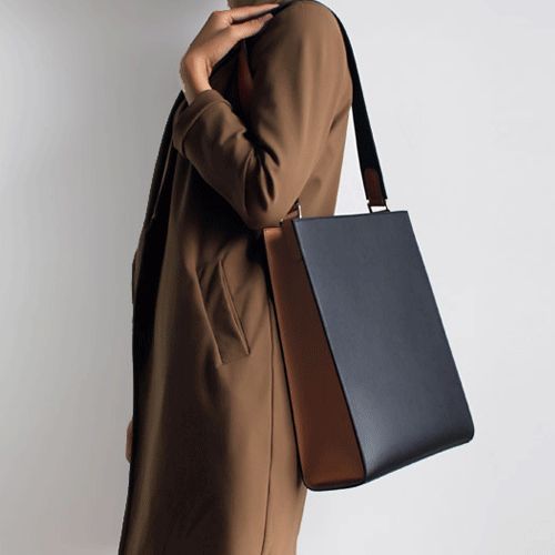 Brown-Coat-Black-Tote-Bag