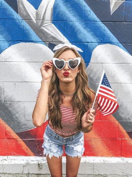 Woman-4th-July-Outfit-Shorts-Top-Flag