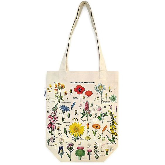 white tote bag with flowers