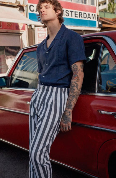 Striped-Pants-Blue-Shirt-Men-Outfit