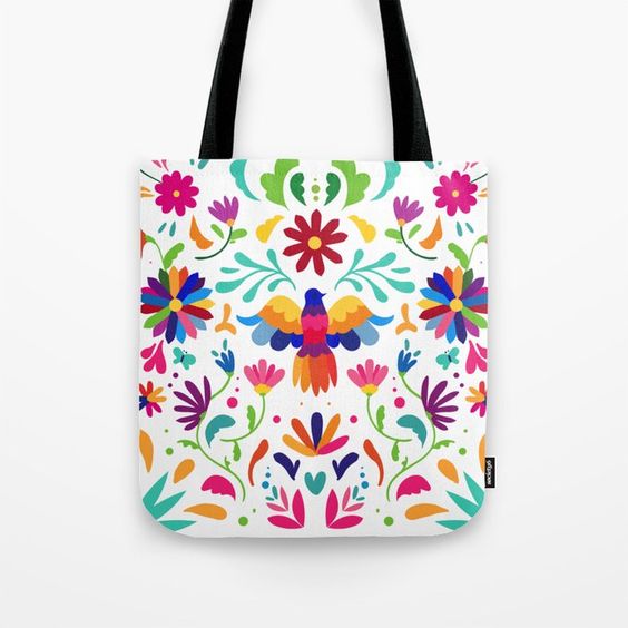 ethnic floral tote bag