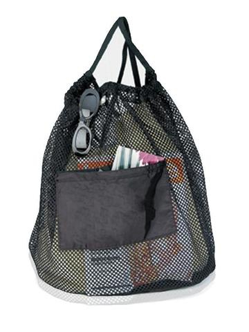 black nylon mesh bag with front pocket
