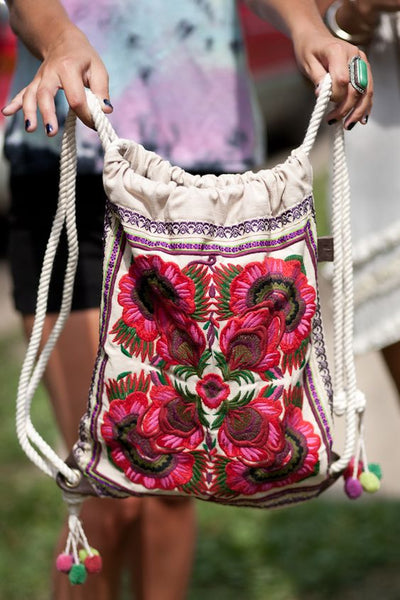 floral embroidery festival bag
