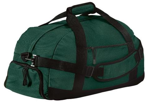 green denier polyester large duffle bag with zip pockets