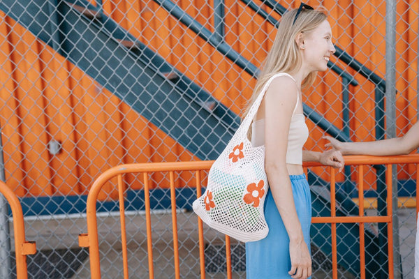 tote bag with orange flowers