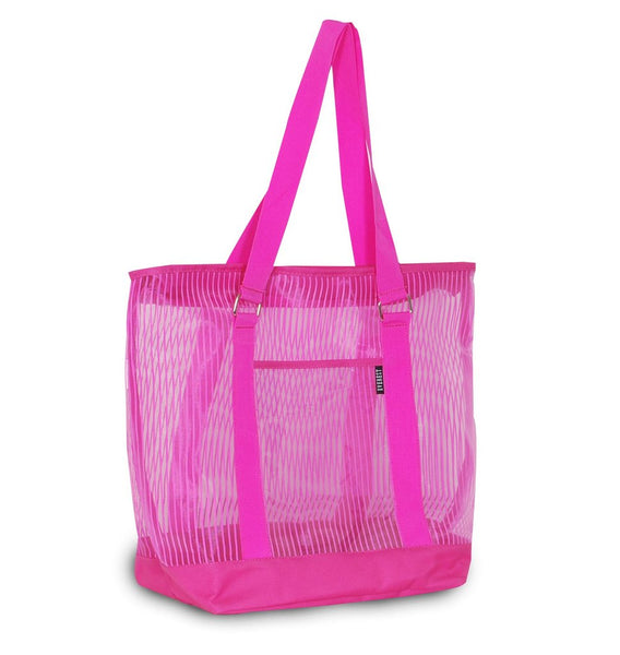 pink reusable stylish colorful mesh shopping tote bag