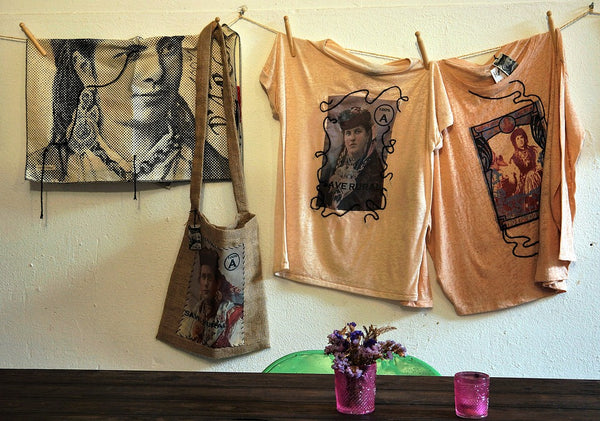 printed cotton tote bag and clothes