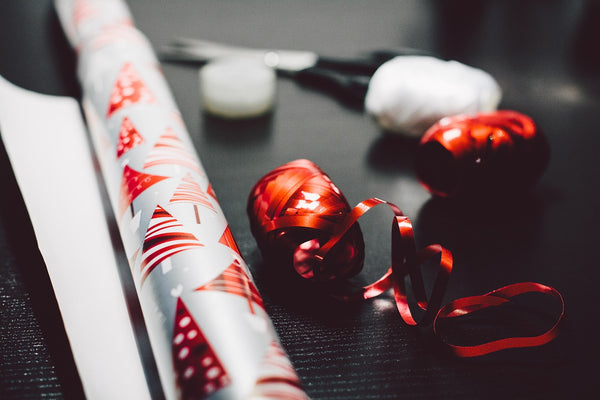 white and red Christmas wrapping paper