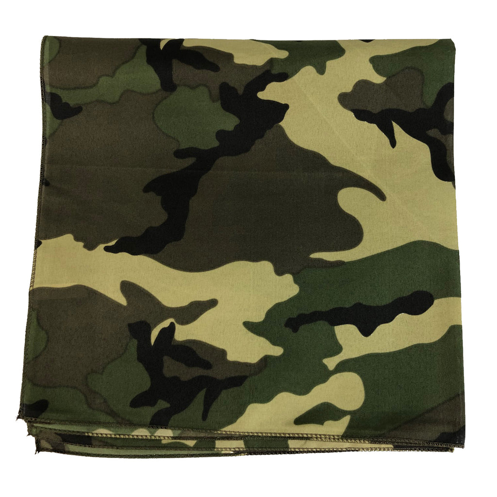 600 ct Woodland Camouflage Pattern Cotton Bandanas - By Case
