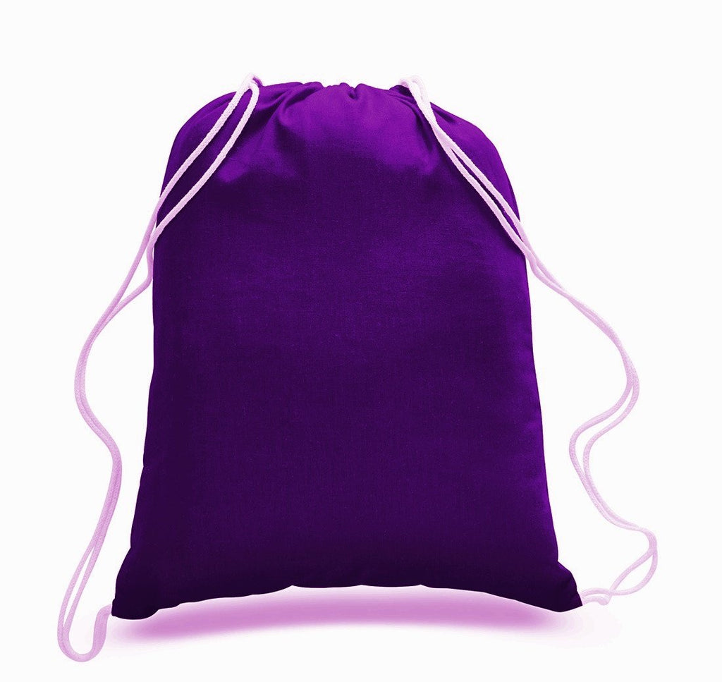 purple drawstring bag