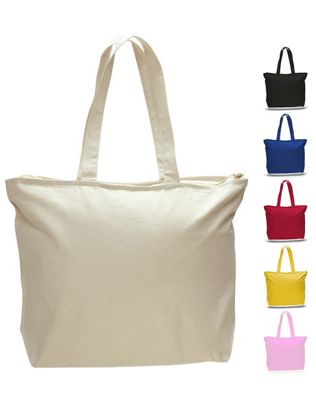 12 ct Heavy Canvas Zipper Tote Bag with Inside Zippered Pocket - By Do
