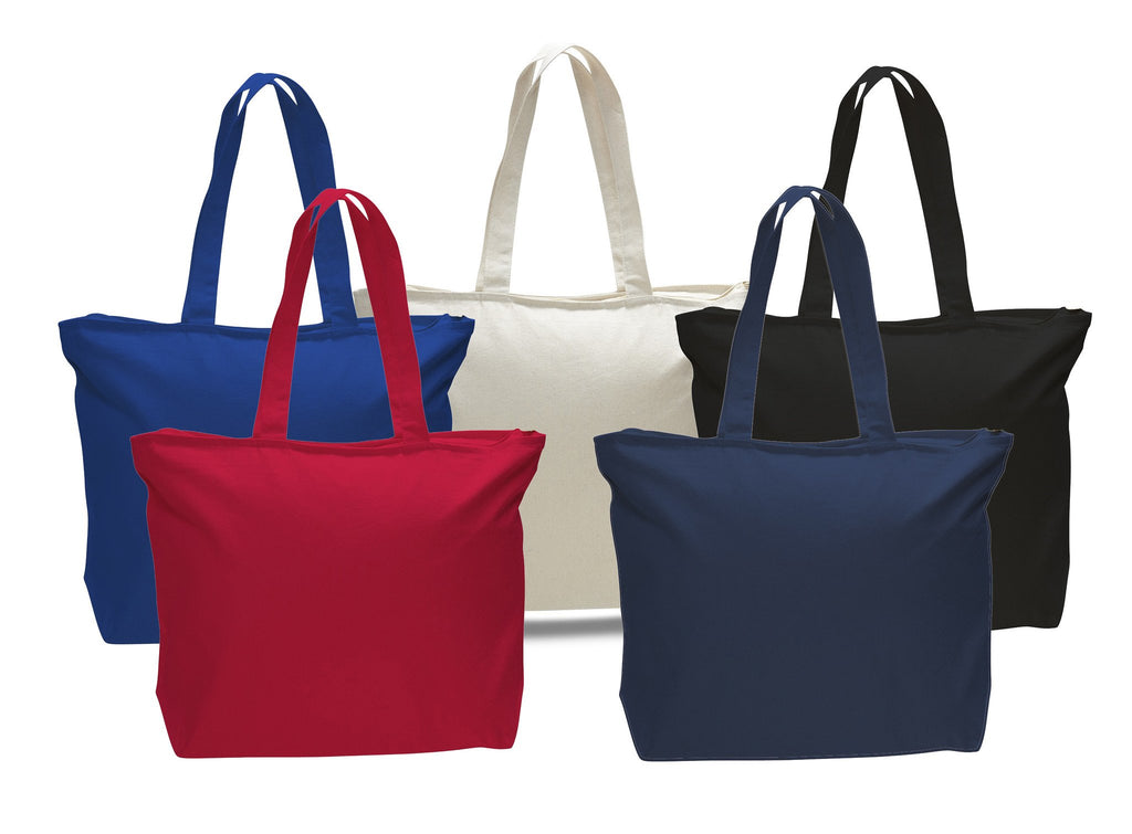 Canvas Tote Bags with Zipper, Heavy Canvas Zippered Tote Bag Long Handles