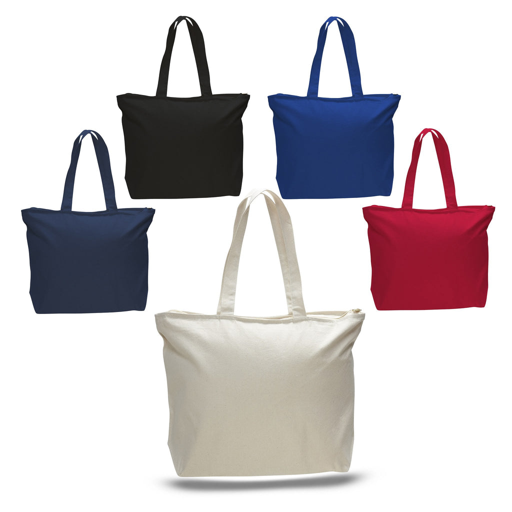 Heavy Canvas Zipper Tote Bag with Long Handles