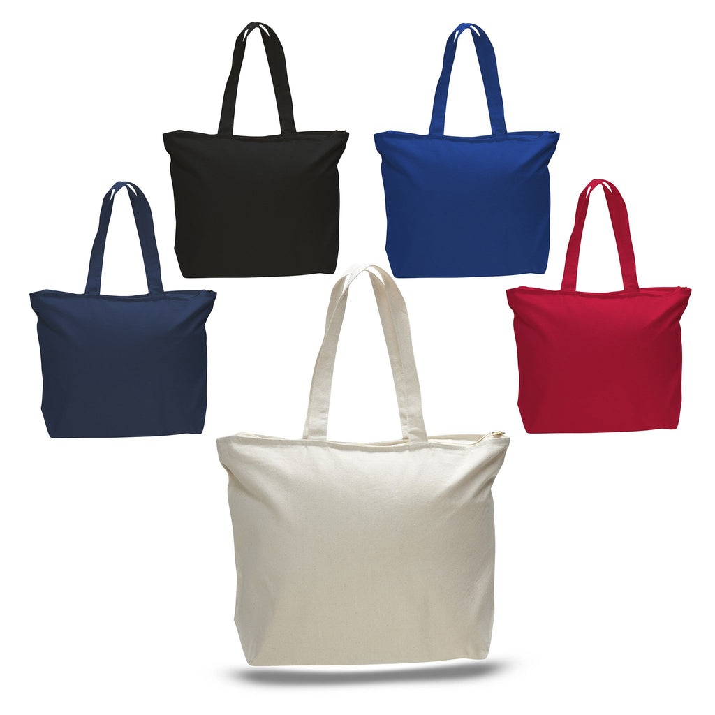 Heavy Canvas Zipper Tote Bag with Long Handles - TG261