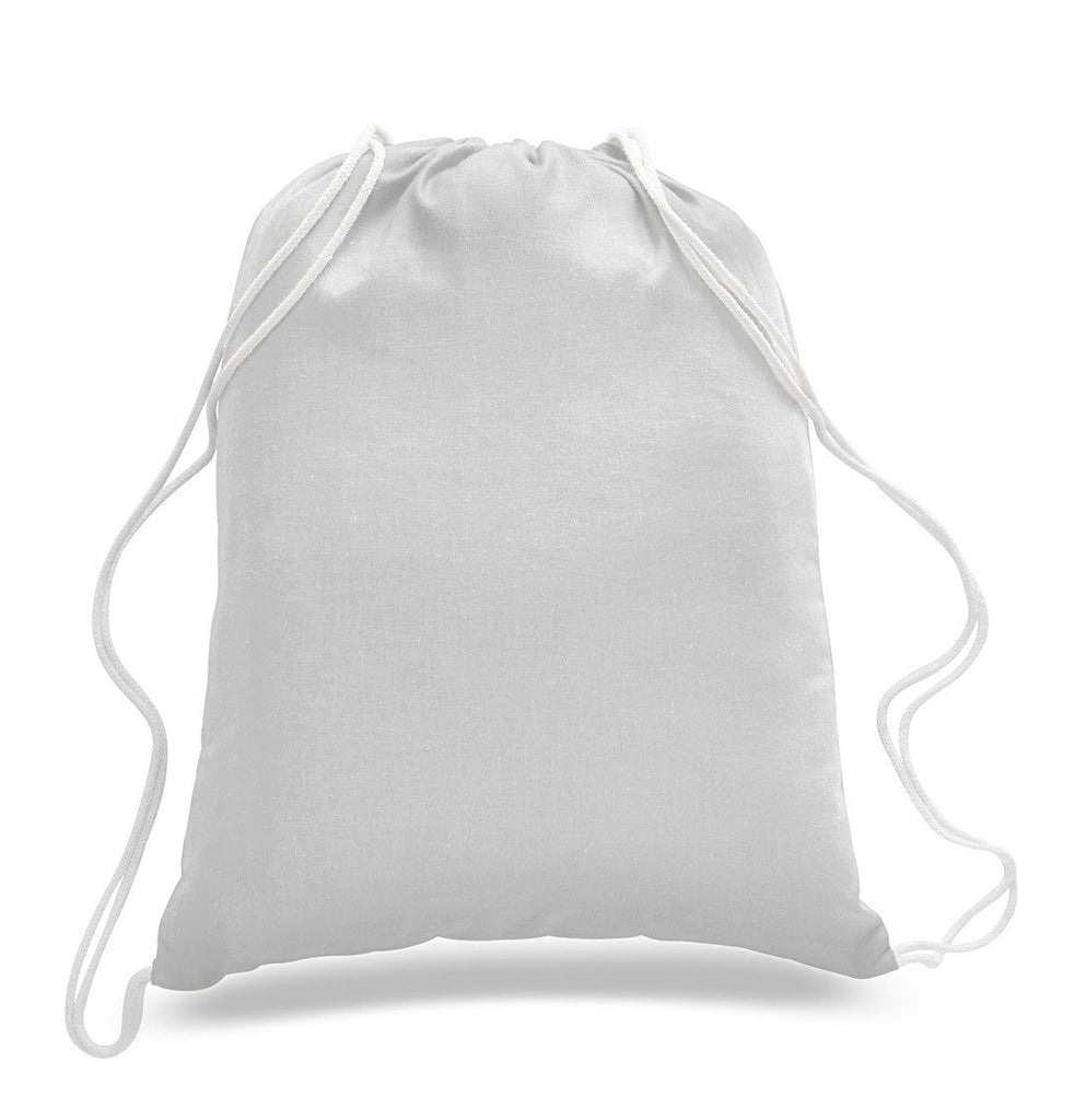 white drawstring backpack