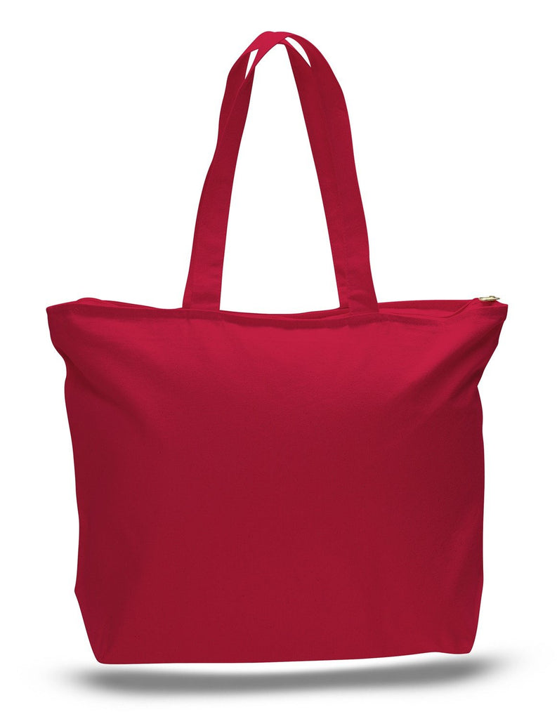 Heavy Canvas Zipper Tote Bag with Long Handles