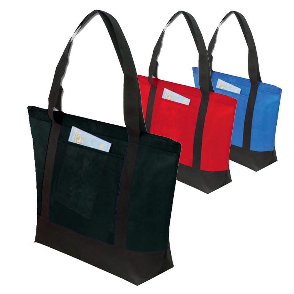 Wholesale Two-Tone Polypropylene Zippered Tote Bag