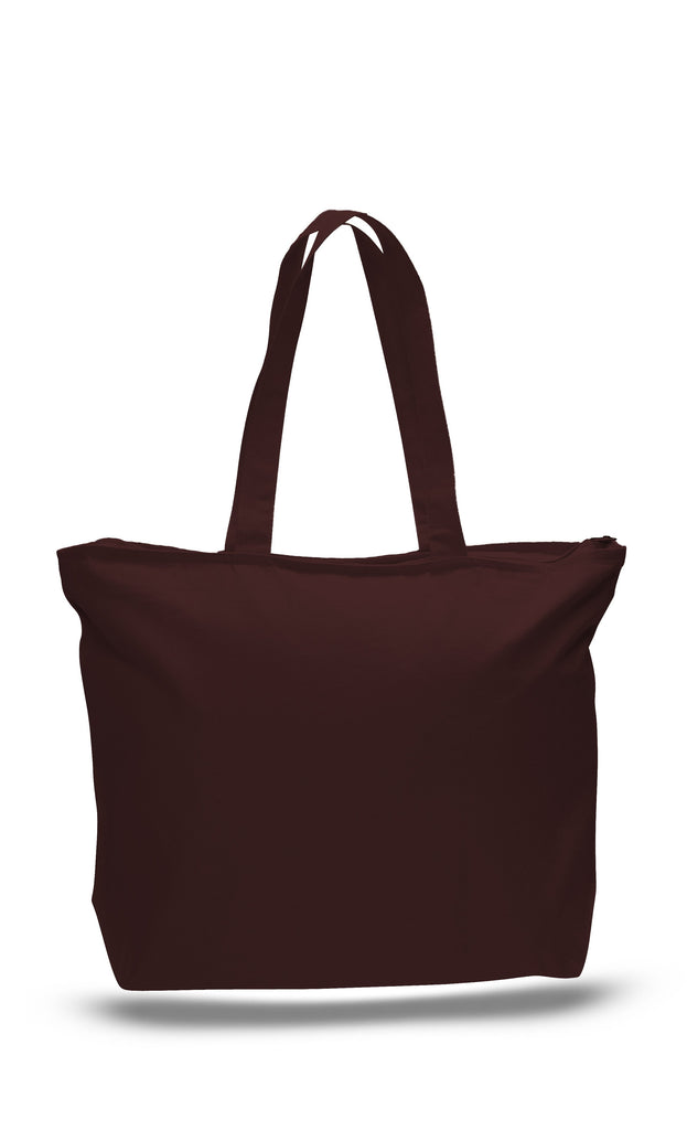 Heavy Canvas Zipper Tote Bag with Long Handles