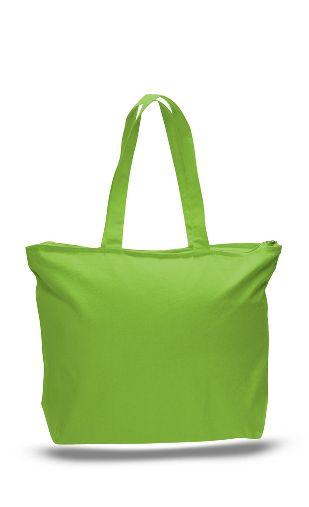 Heavy Canvas Zipper Tote Bag with Long Handles