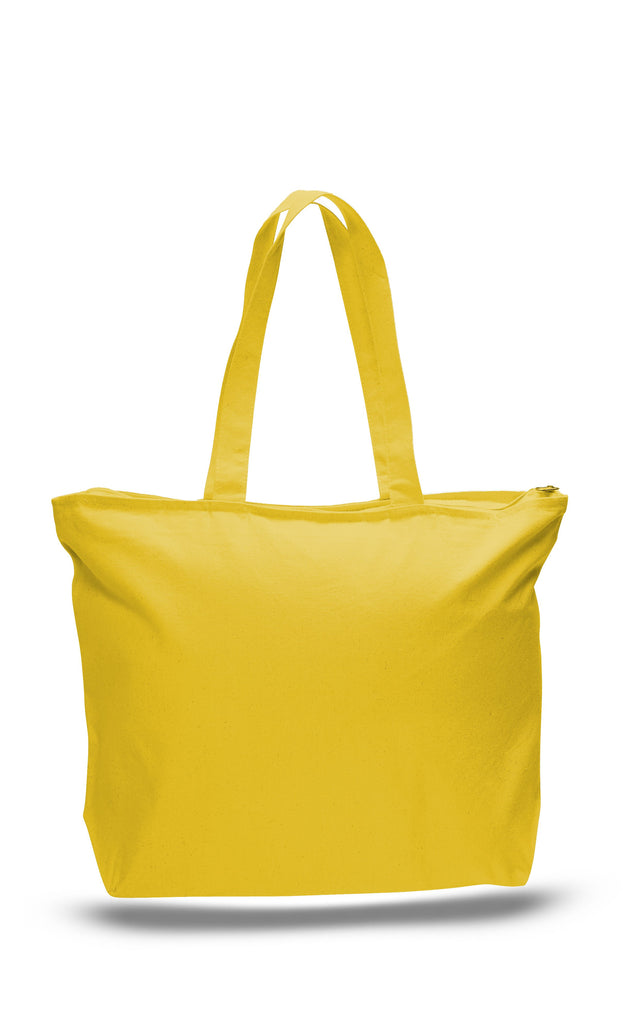 Heavy Canvas Zipper Tote Bag with Long Handles