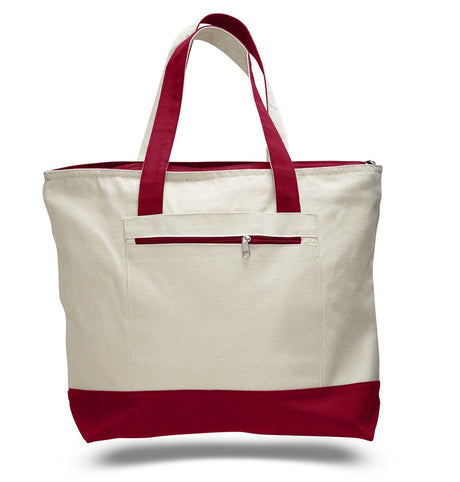 12 ct Heavy Canvas Zipper Tote Bag with Inside Zippered Pocket - By Do