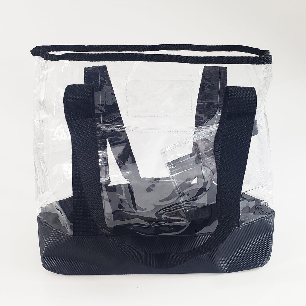 Transparent Clear Grocery Large Tote Bag with Clear Zippered Pouch