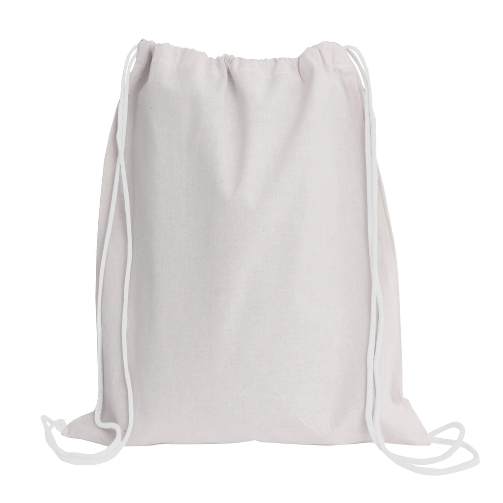 white drawstring backpack