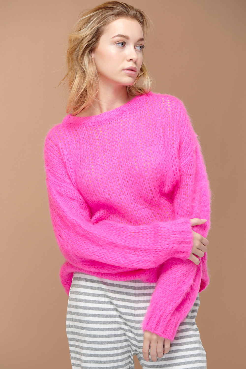 Delta Knit Sweater Bright Pink