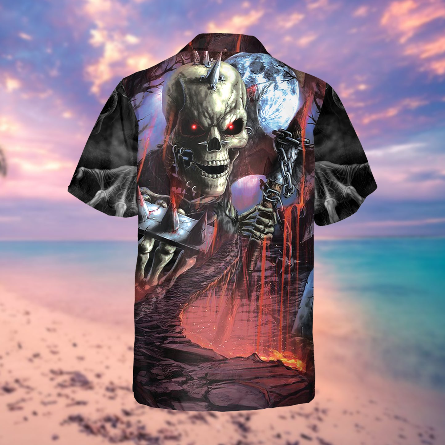 Skeleton King Hawaiian Shirt087