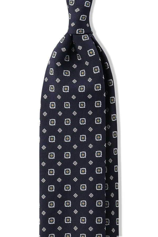 Black with Silver & Navy Blue Floral Tie