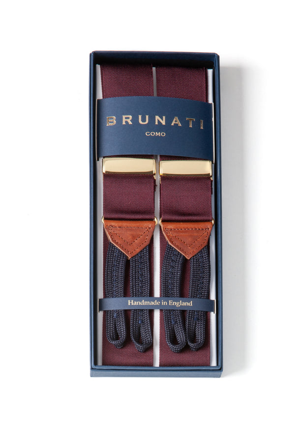 Albert Thurston Trouser Braces - Navy Blue Moiré with Navy Leather