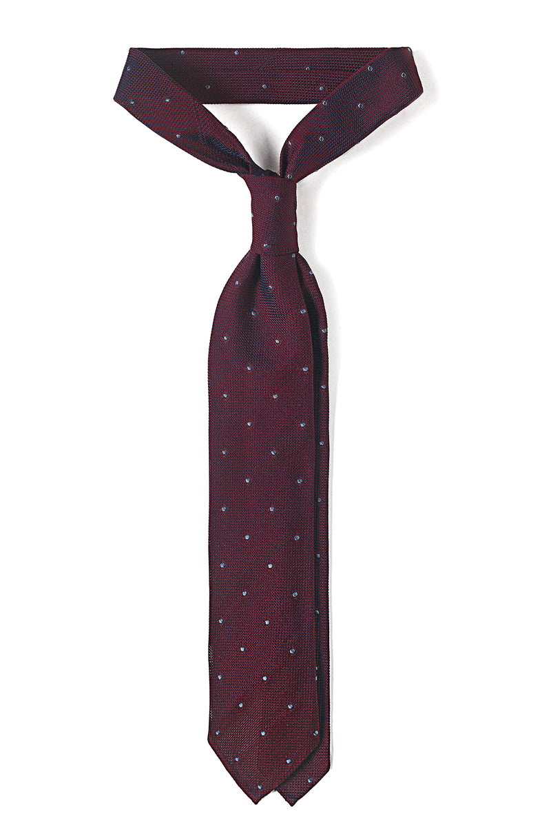 Polka Dot Silk Grenadine Jacquard Tie - Bordeaux/Grey | Brunati Como®