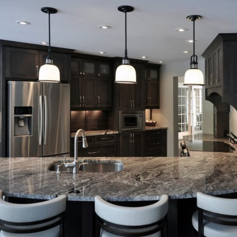 Green granite countertop - in traditional kitchen