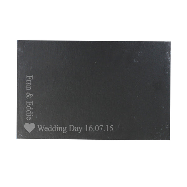 Personalised heart motif slate placemat 0