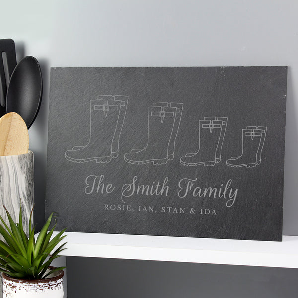 Personalised Welly Boot Family of Four Slate 0