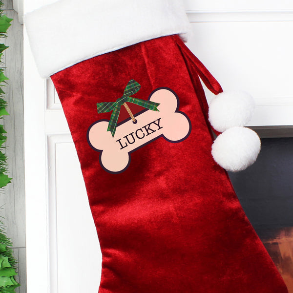 Personalised dog luxury plush red stocking 3