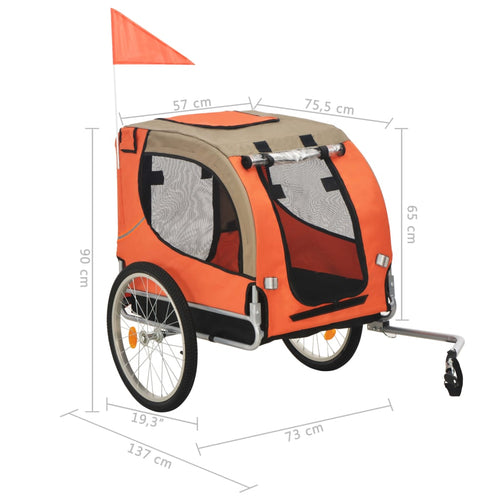 Dog Bike Trailer Orange and Brown sku 91767