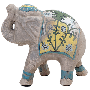 Set of 4 Hand Painted Terracotta Elephant