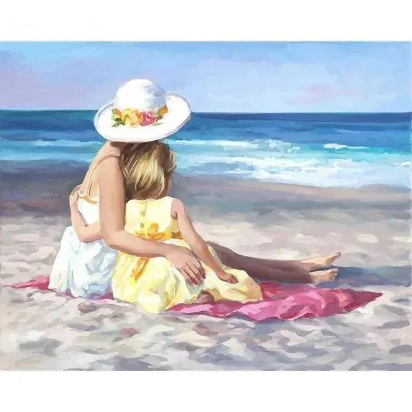 A Mother And Daughter On A Beach