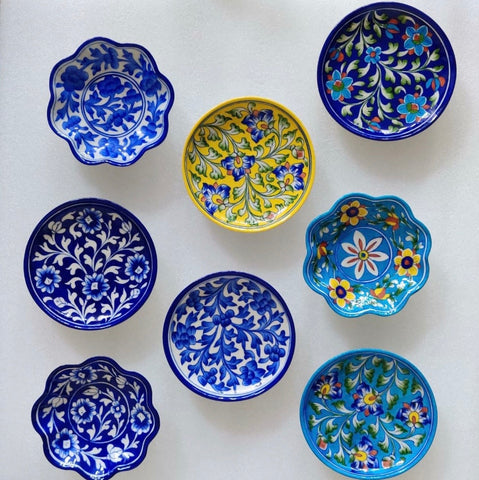 snack plates handmade blue pottery ceramics