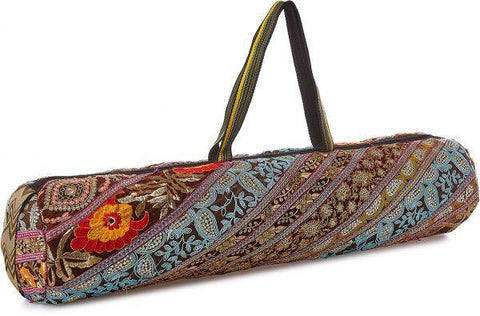 Ethnic Yoga Mat Bag With Diamond Hmong Embroidered in Yellow, Yoga Mat Bag  for Women, Handcrafted Yoga Mat Bag BG316ORGDIA -  Canada