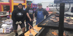 grilling burgers at Face Rock Festival